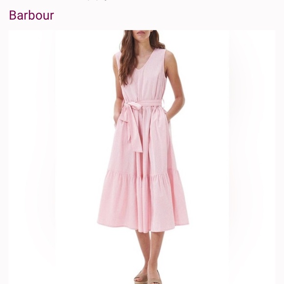 Barbour Dresses & Skirts - Barbour Azalea Midi Belted Pink Gingham Dress - 8